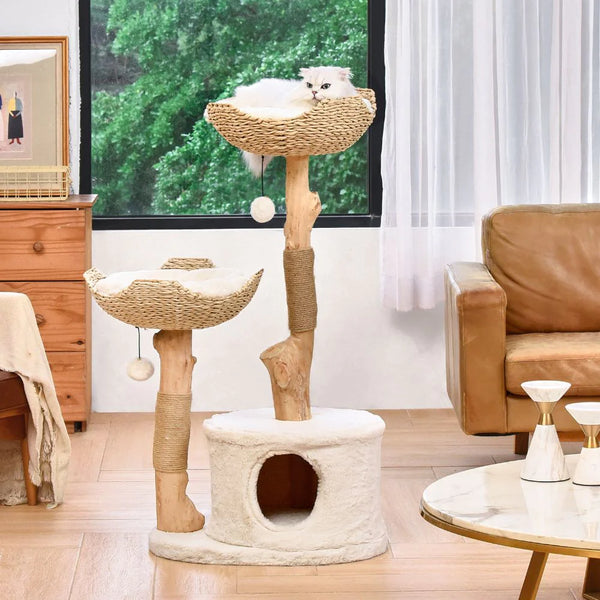 PREMIUM REAL WOOD CAT TREE